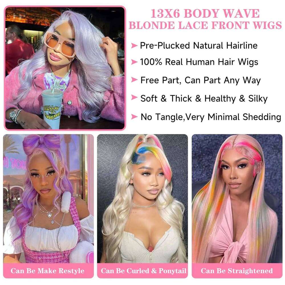 613 13x6 Hd Frontal Body Wave Human Wigs Pre Plucked Brazilian Hair 30 inch Blonde 13x4 Lace Front Wig for Women