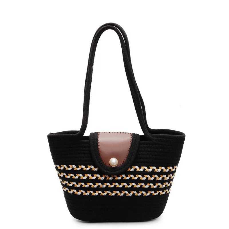 2025 Lat Fi Hand-Woven Shoder Bag for Wen Beach Vai Tote Bag with Cott Thread Weaving Handbag B250618