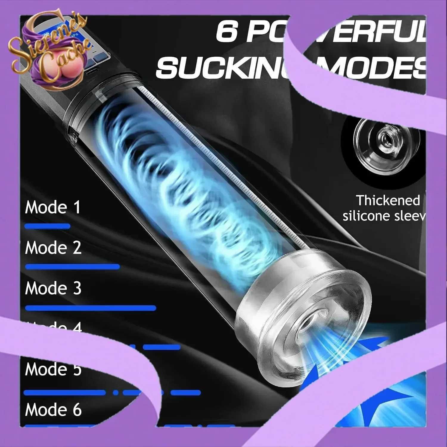 SCSCSCSex Toys for Men 6 Powerful Sucking Modes LCD Display Electric Vacuum Penis Enlargement Extend Training Pump for Men W250618