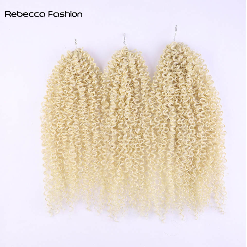 Rebecca Fashion Synthetic Hair Curly Wave Daily Synthetic Braid Hair Ombre Blonde Pink 18 Inch Deep Wave Braiding Hair Extension