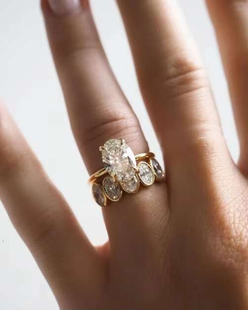 4x6 MM Oval Cut Moissanite Engagement Band Elongated Ice Crushed Oval for Wedding