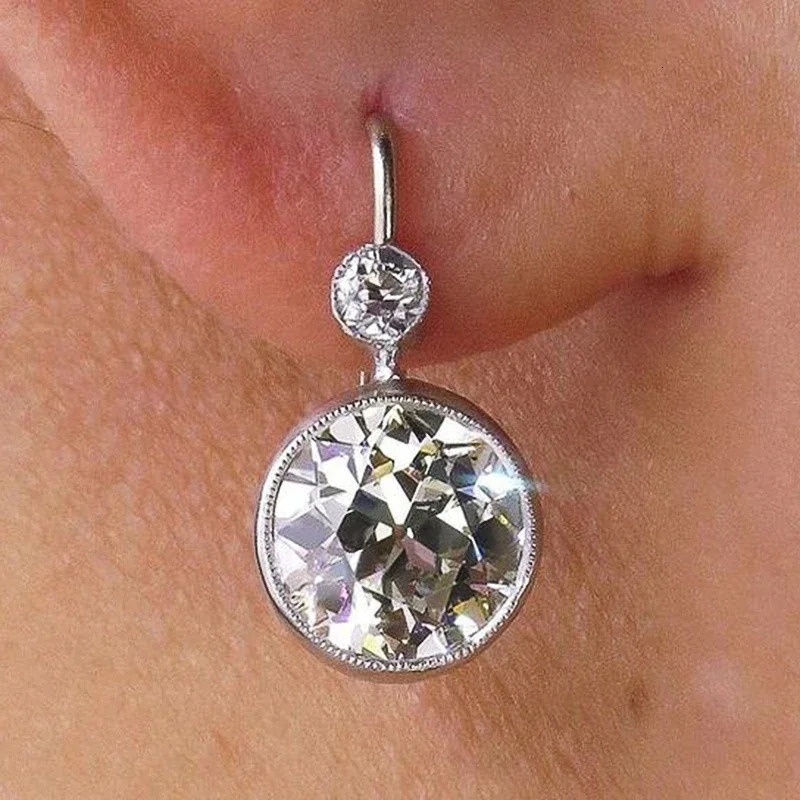 CAOSHI Fashion Women Simple Drop Earrings Silver Color Bright Round Zirconia Accessories Graceful Lady Engagement Jewelry 250617