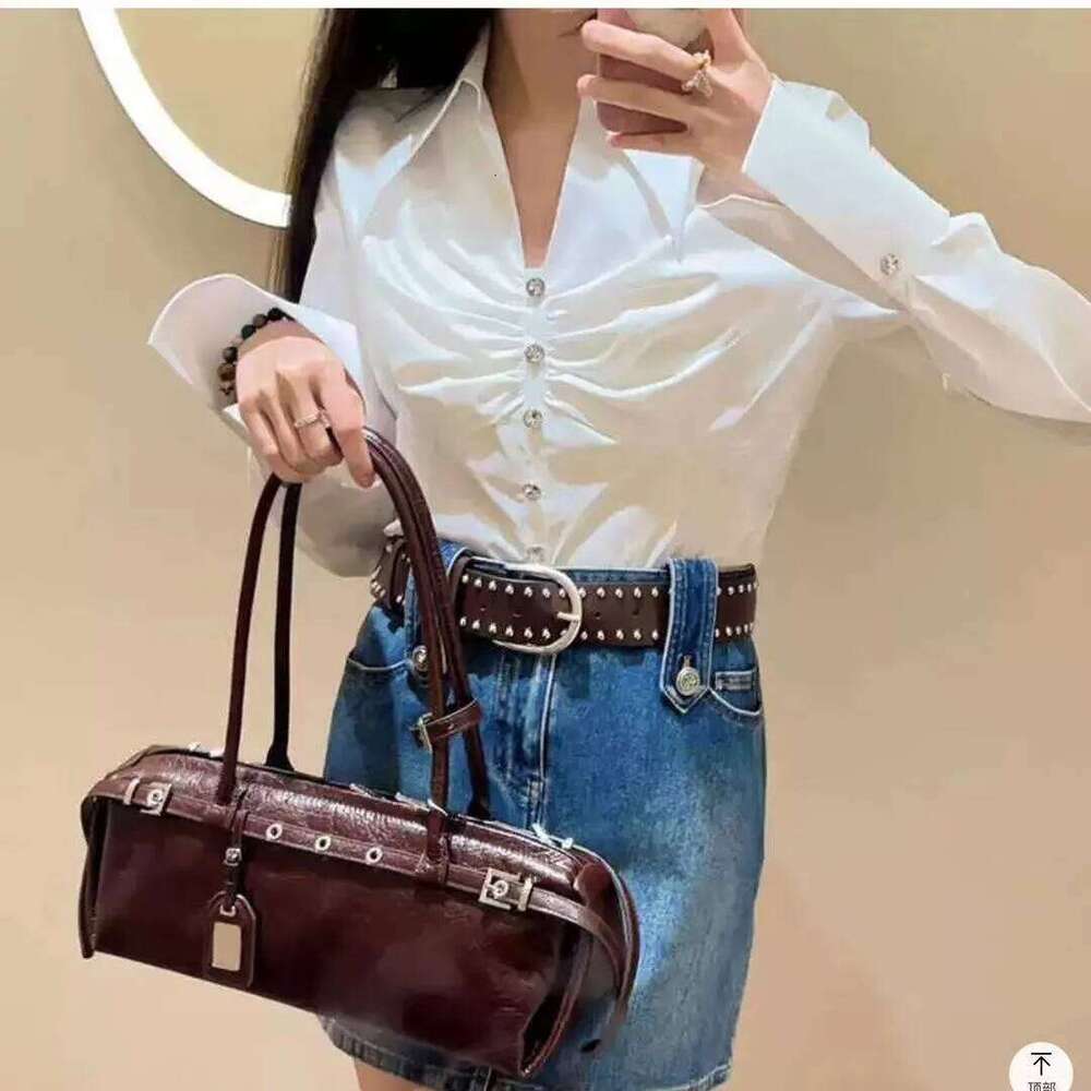 YANATARI Genuine Leather Woman 2025 Korean Vintage Long Shoulder Handbags Ladies Underarm Bag Shopping Bag