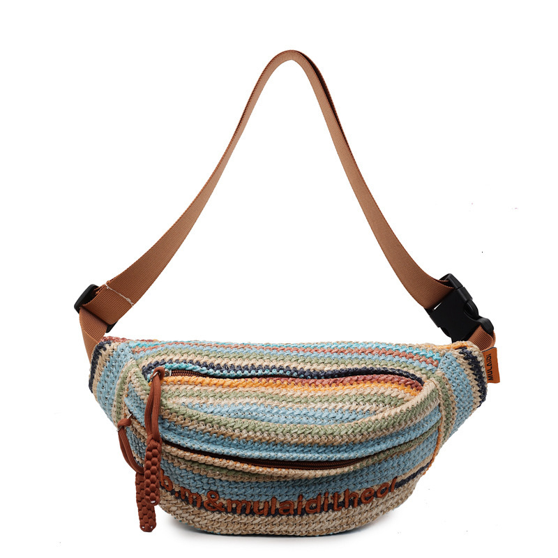 Free shipping designer Summer Trend Hot Style Rainbow Woven Bag for Women 2025 New Beach Vacation Beach Bag Commuter Crossbody Bag Chest Bag