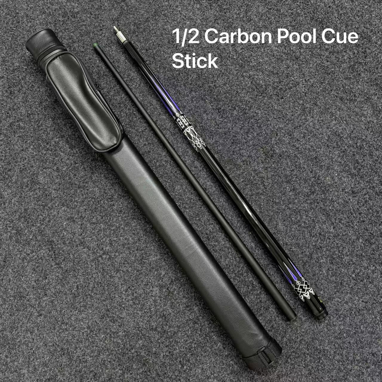 Swordsman Carbon Fiber Pool Cue 1/2 Split Tech Wood 125mm Tip Size 19oz Black Technology Billiard