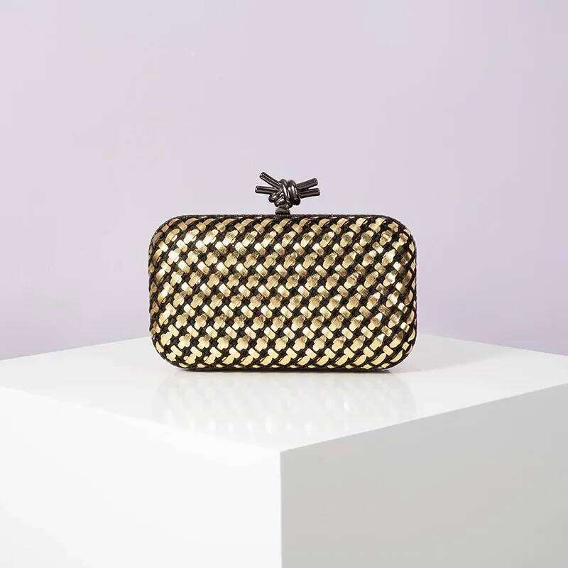 Woven Clutch Bag for Women Formal Party Contrast Color Microfiber Thread Braid Evening Bags Classic Chain Small Square Handbags