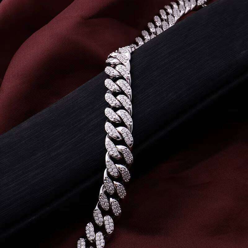 White Gold Moissanite Miami 190mm Ice Out Link Cuban Chain Bracelet