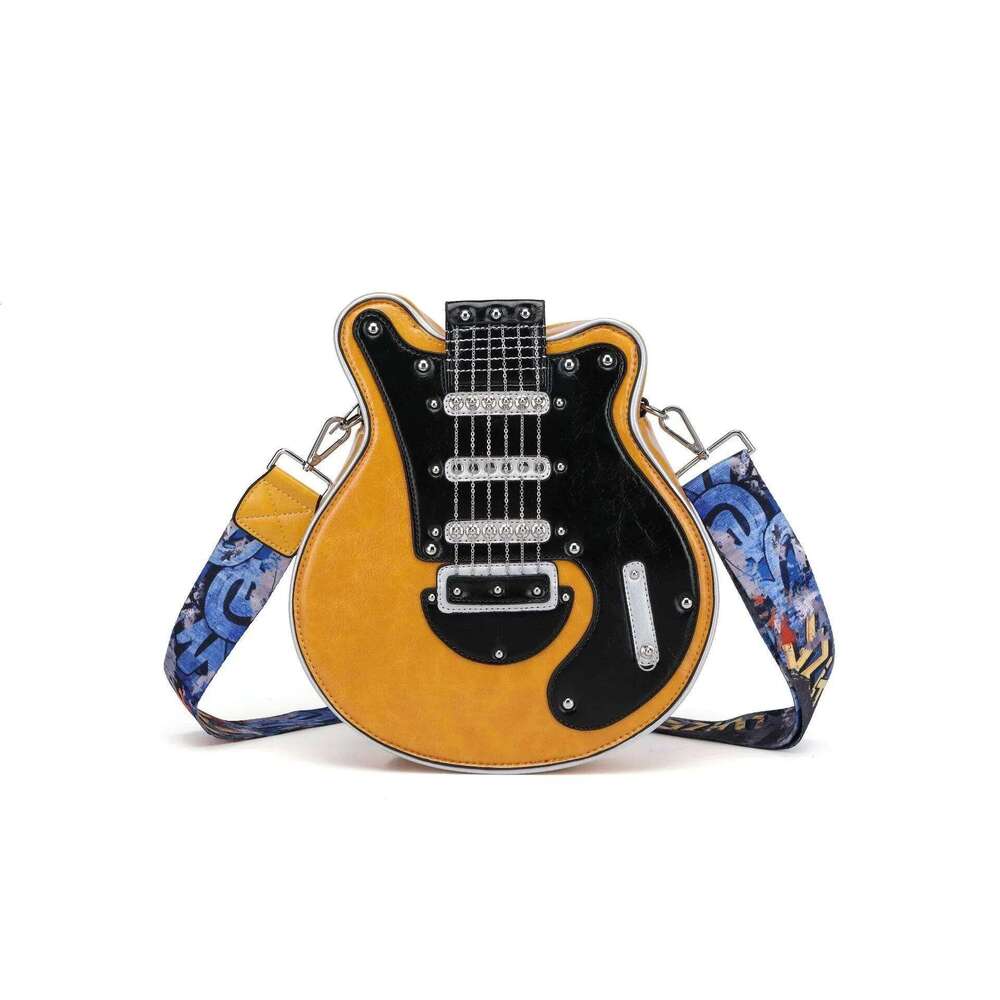 2024 New Unique Creative Spicy Girl American Style Vintage Fashion Guitar Shape Bass Pain Crossbody Bag For Women