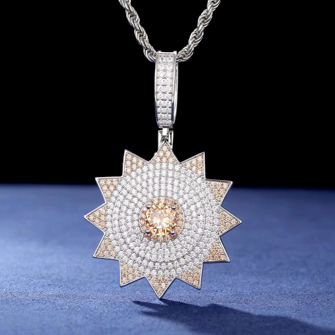 New Arrival 925 Sterling Silver Moissanite Diamond Pendant Necklace Hip Hop Style Moissanite Jewelry