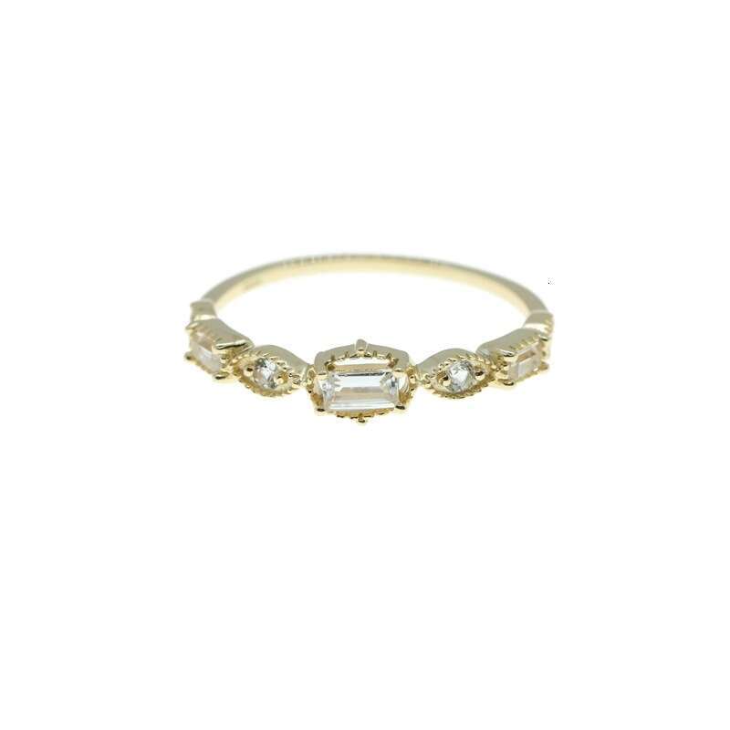 Japanese Style Light Luxury Versatile Rectangular Zircon Square Diamond Index Finger Ring Niche High-end Jewelry for Women