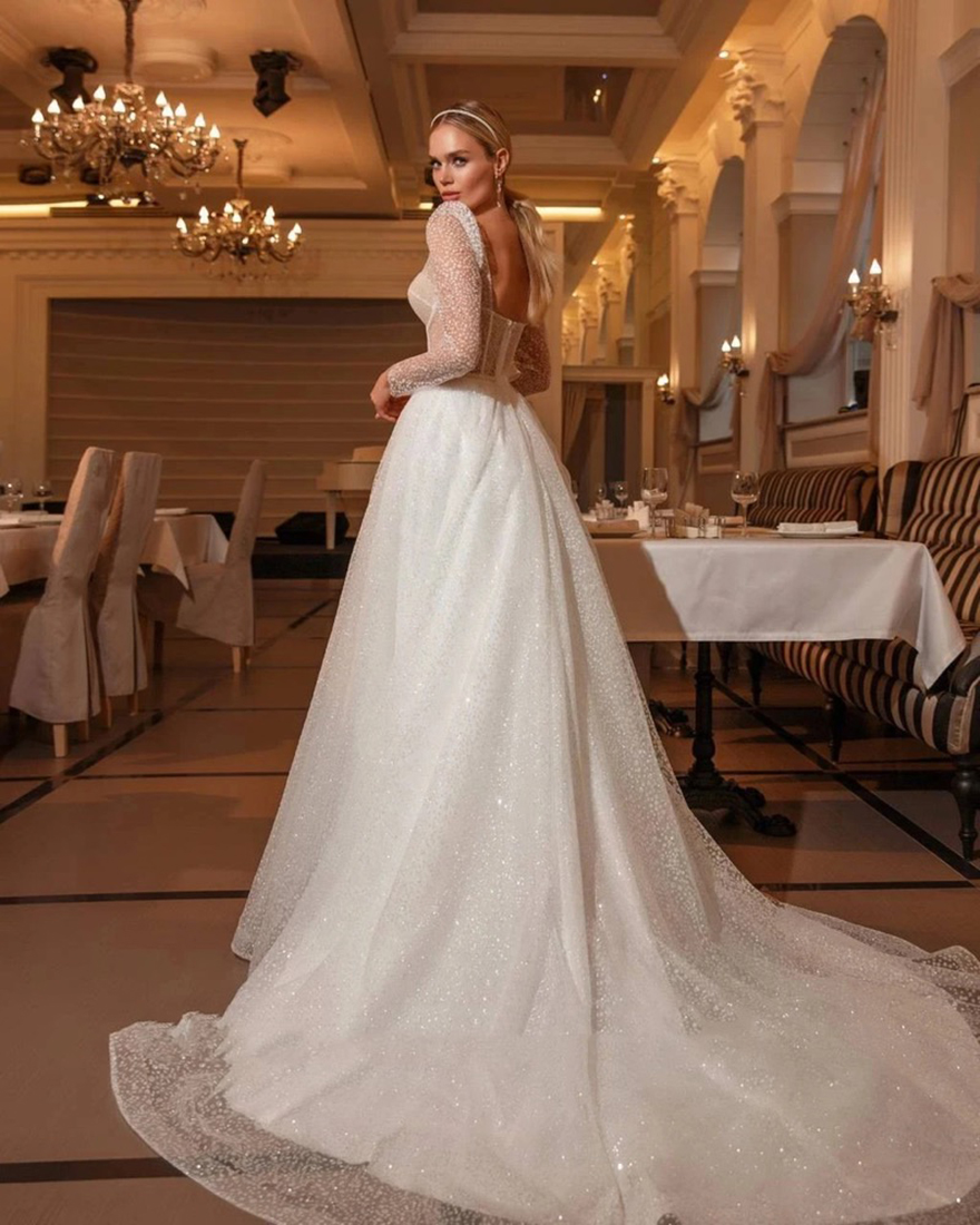 Classic Wedding Dresses A-Line Sweetheart Bridal Gowns For Formal Party Long Sleeves Robe Appliques Vestidos De Novia Customized