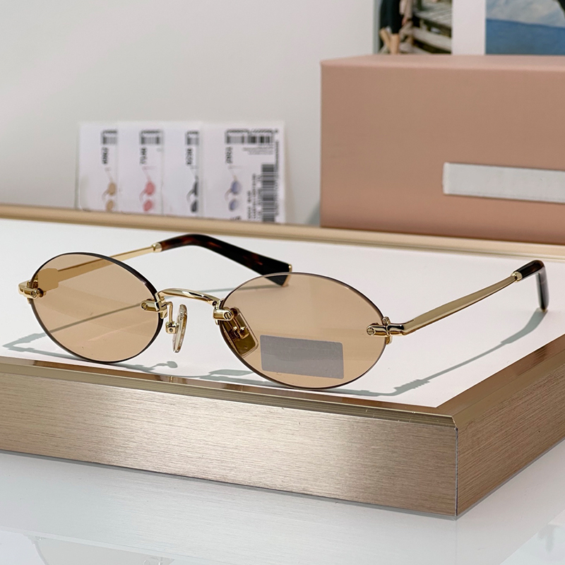 Rimless Oval Sunglasses For Women Men Designer Sunglasses Fashion Eyewear A54S Outdoor Goggles UV400 Protection Glasses With Box