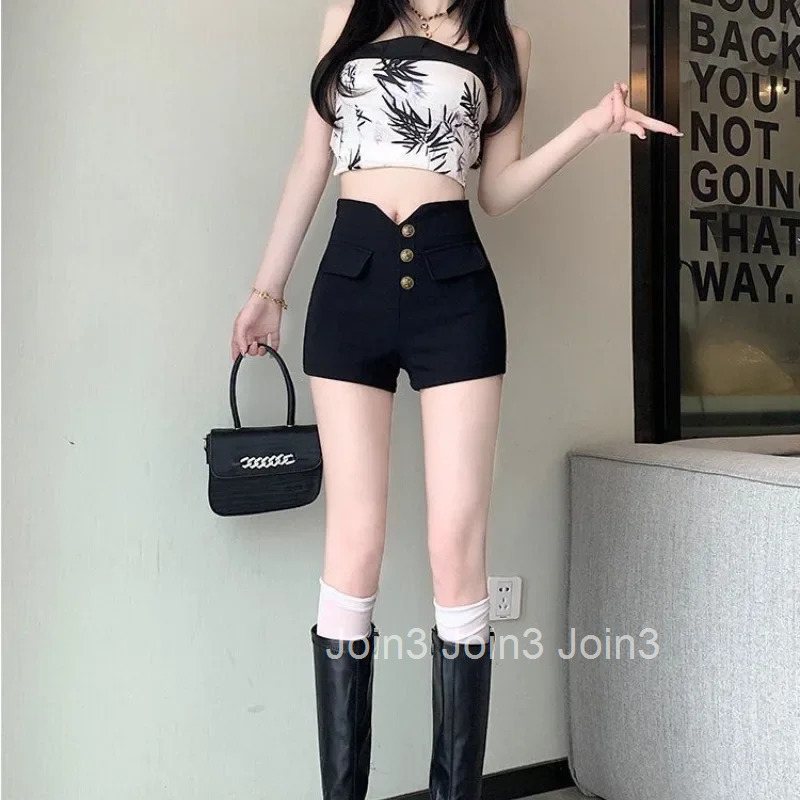 High Waist Tight Black Booty Woman Short Pants Skinny Shorts for Women 2000s Clothes Y2k Harajuku Trend 2025 Design New in Comfy