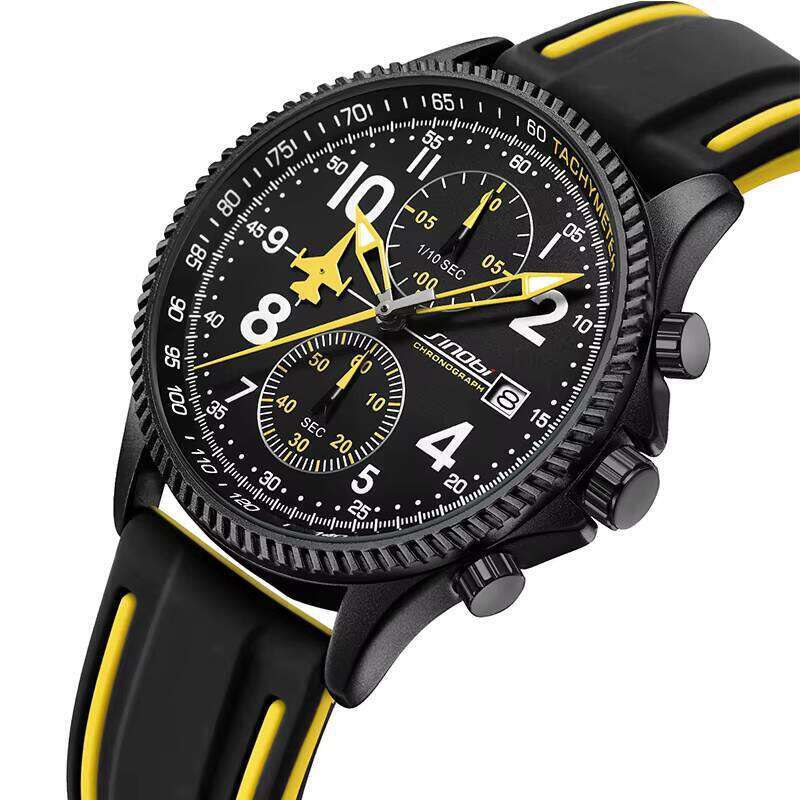 DHGadges Men Chronograph Sports Watch Waterproof Quartz Watch with Silicone Strap, Calendar Display Luminous Hands