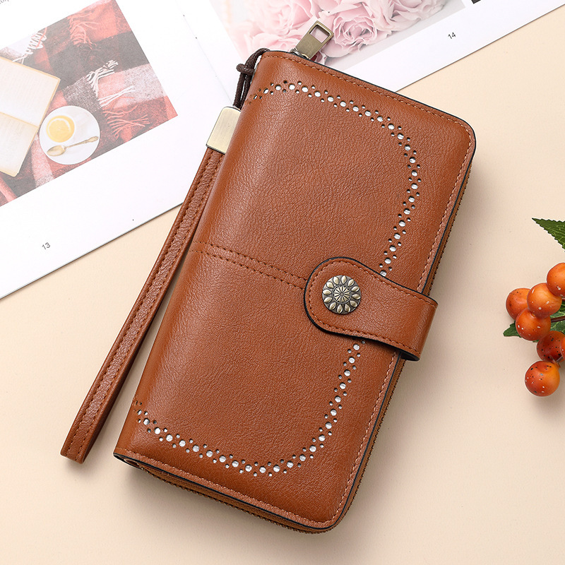 Free Shipping Designer Luxury Bag Hot Selling RFID Anti Magnetic Wallet Long Zipper Women's Wallet Leather Wallet New Large Capacity Tote Bag