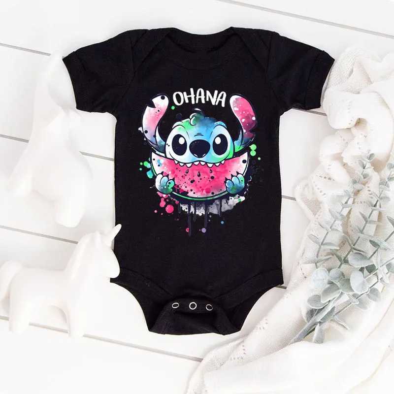 Kawaii Stitch Print Baby Clothes 100% Cotton Short Sleeve Romper Boy Girl Bodysuit Summer Newborn Jumpsuit 0-24MC250617
