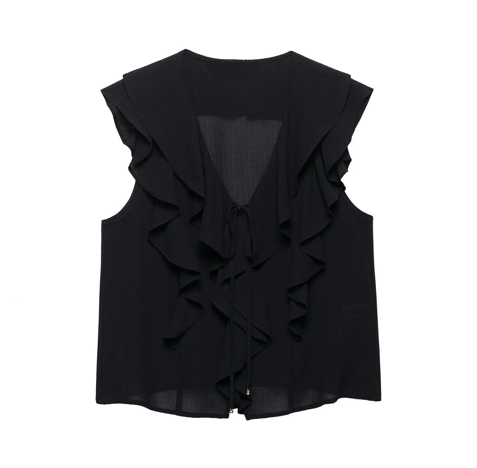 UNIZERA Womens Fashion Stacked Decoration Sleeveless Vneck Shirt Mid Waist Skirt Pants Summer Style Shirt 250617