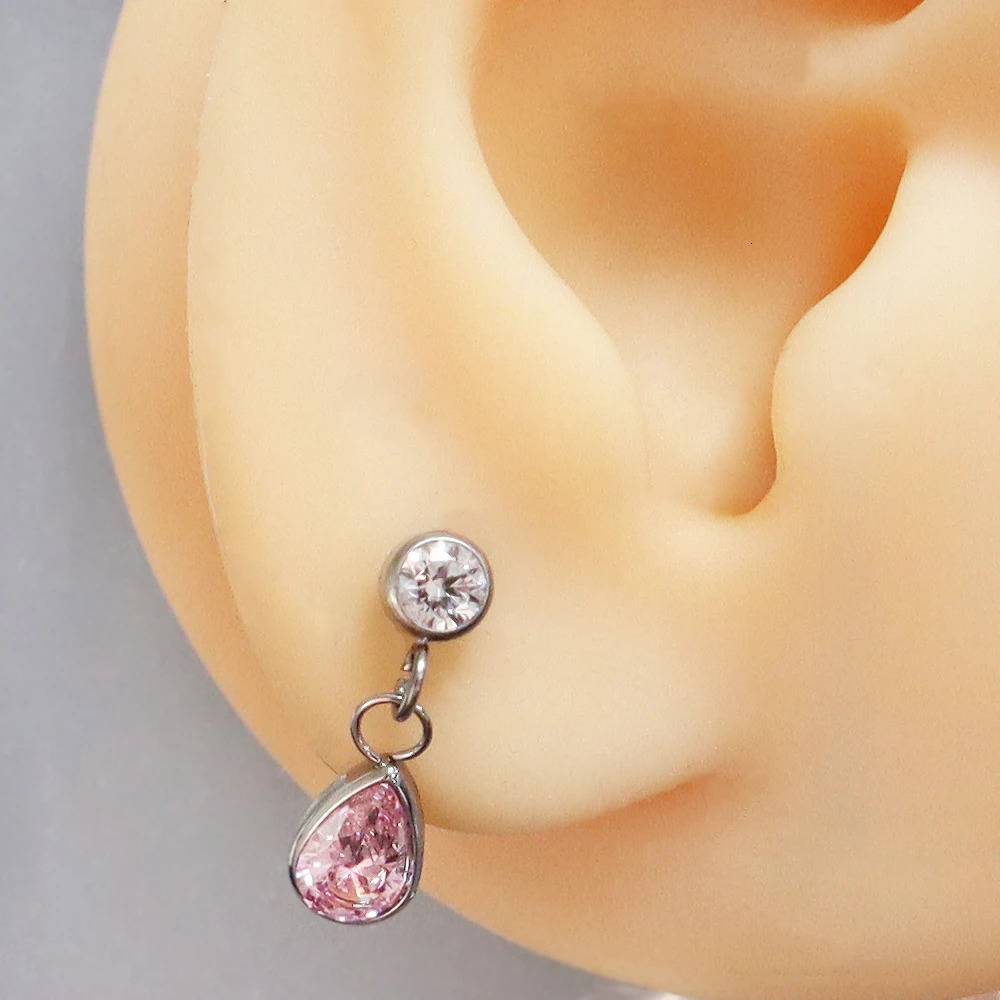 36 Alloy Earrings Water Drop Pendant Cylindrical Water Drop Tear Drop Ear Bone Nail Human Puncture Accessory 250617