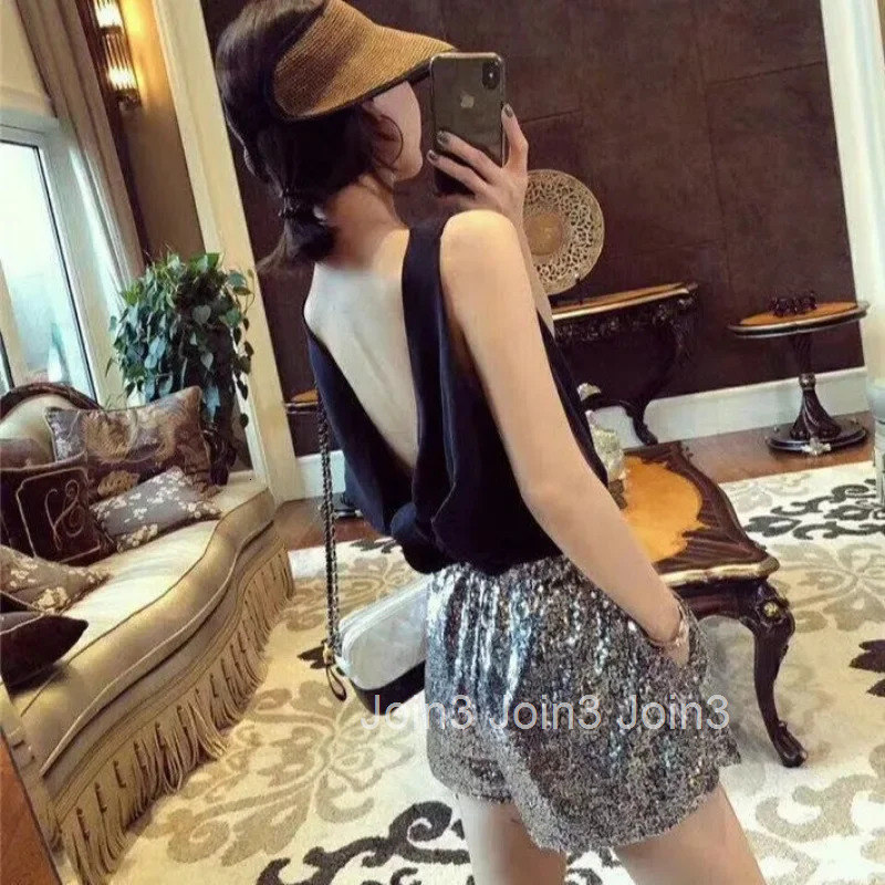 Woman Short Pants Wide with Rhinestones Sequin High Waist Shorts for Women Harajuku Fashion Outfits Normal Flowy Youthful Hot XL