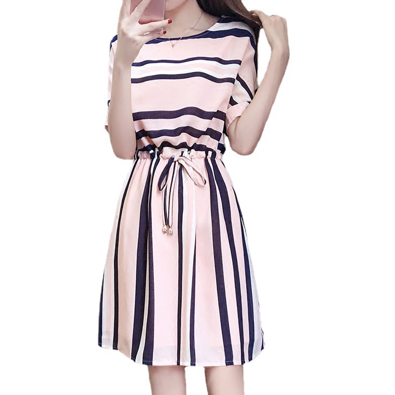 TB210 New Temperament Striped Skirt Korean Style Loose Midi Skirt