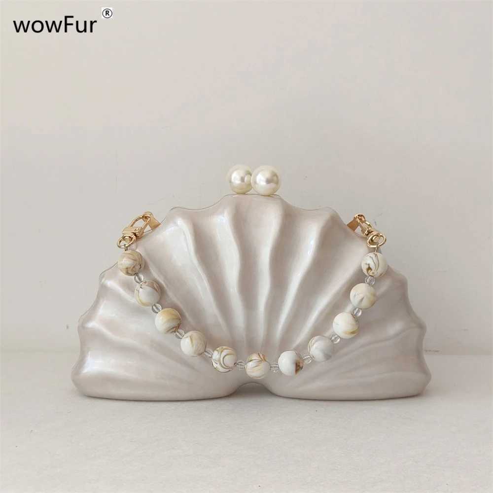 Original Shell Half Room Acrylic Beaded Bag Box Clutches Party Evening Purse Women Shoulder Travel Beach Mini Summer Handbags Z250618