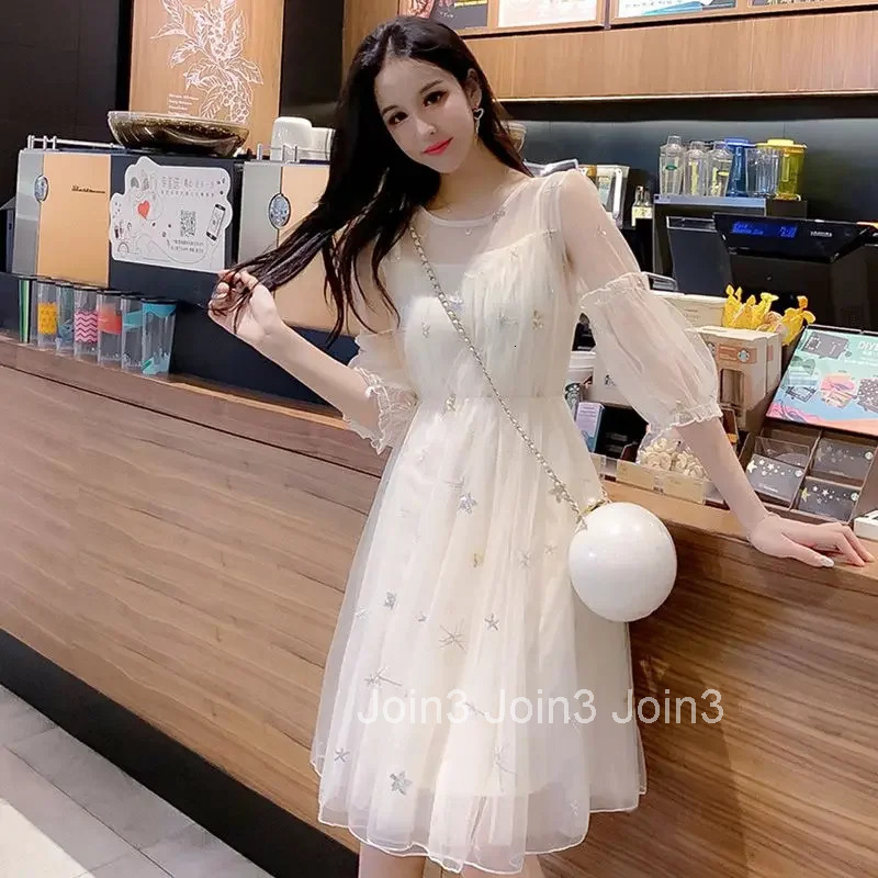 Womens Dress Mesh Midi Loose One Pieces on Sale Clearance Clothing Chic and Elegant Pretty High Quality Female Dresses Luxury X
