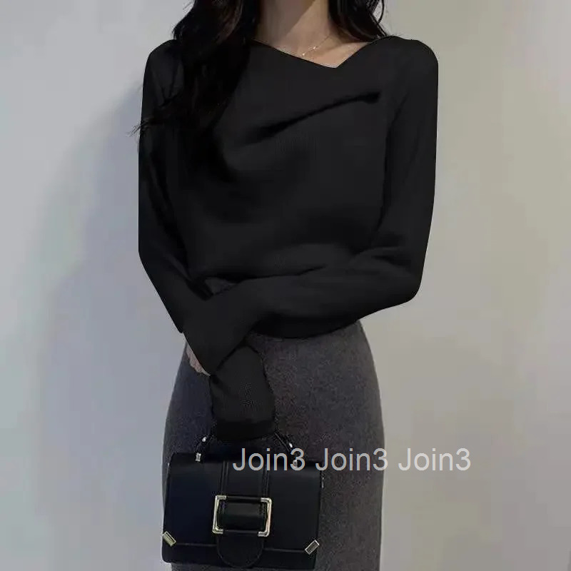 Korean Style Womens Long Sleeve T-shirt Plain Top Female With Sleeves Reviews Many Clothes Emo Trending Clothing Sale Tee Goth