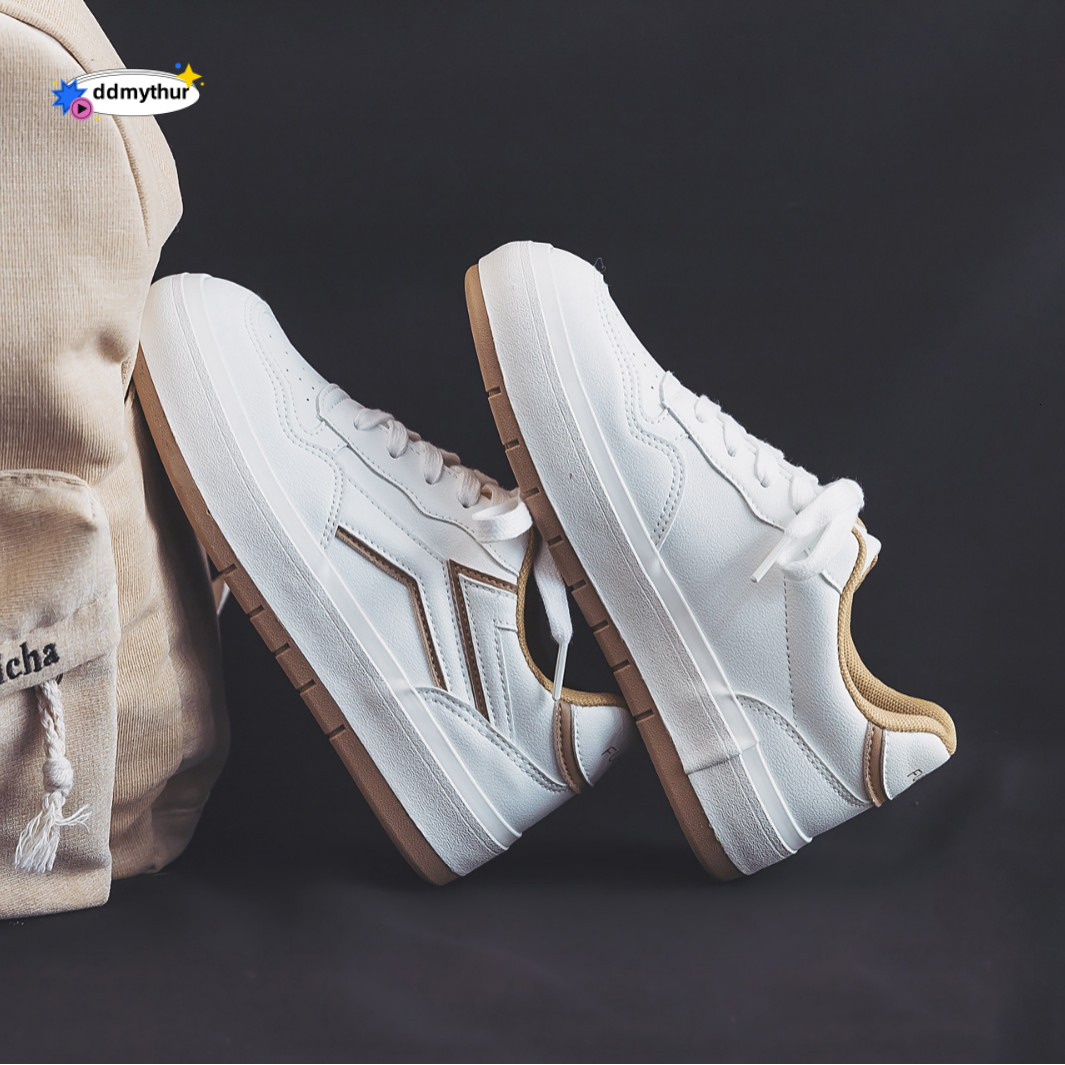 2024 Spring New Student Casual Lace-up Leather Panel Women White Shoes H1278 ddmythur