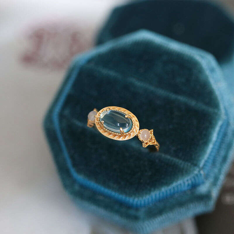 Lonely Island London Blue Topaz for Women Fashion Light Luxury Design Same Style Ring