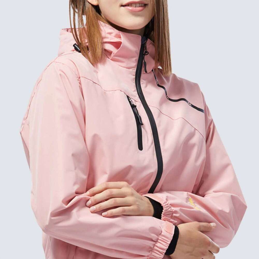 Detachable Windbreaker Jacket for Women, Waterproof Single Layer Windproof Breathable Solid Color Lightweight Outerwear