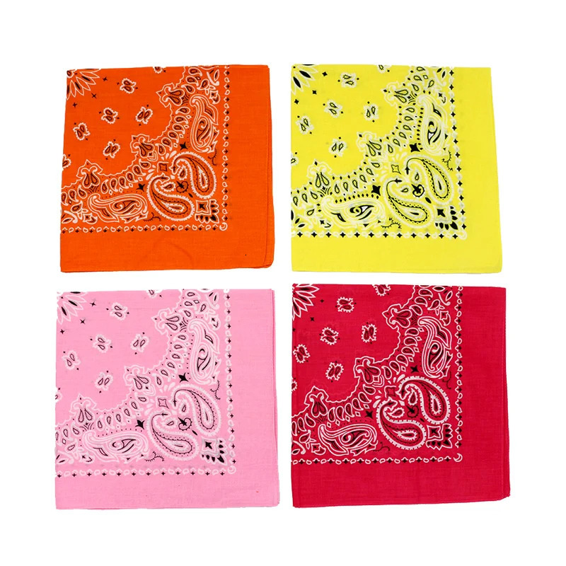 Bright Spring Summer Color Paisley Headscarves Cotton Bandana For Women Girl Heawear Pink Rose Yellow Orange Hair Bands 250617