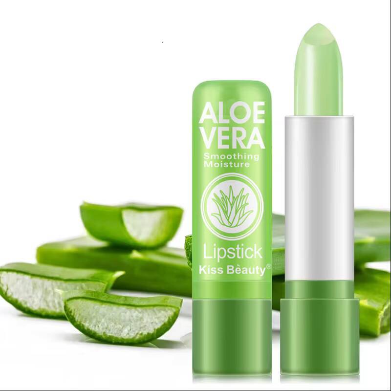 1pcs Aloe Vera Moisturizing Lipstick Lasting Nutritional Repair Lipsticks Anti Drying Color Changing Waterproof Natural Lip Care happy