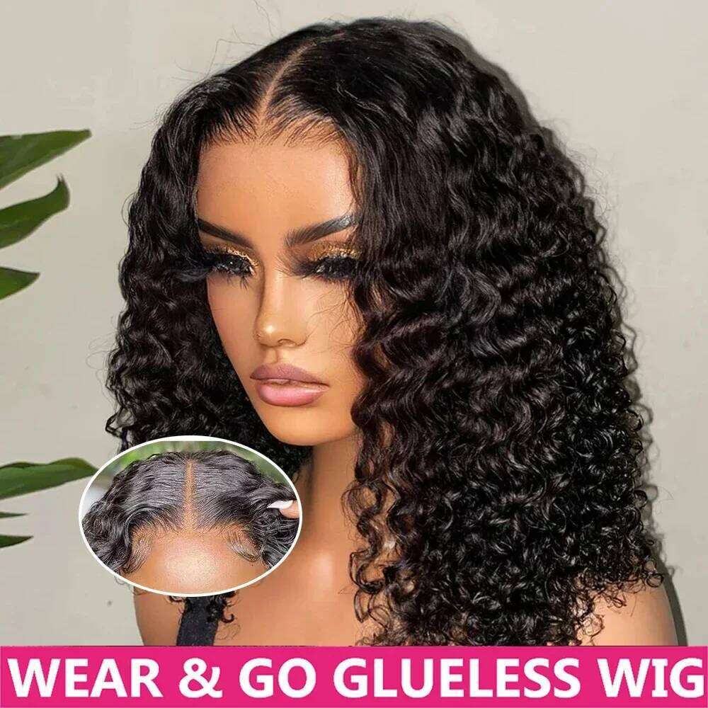 Wear And Water Wave Bob For Women Curly 6x4 Glueless 4x4 Ready To Go Human Hair Wigs Pre-Cut Lace Wig