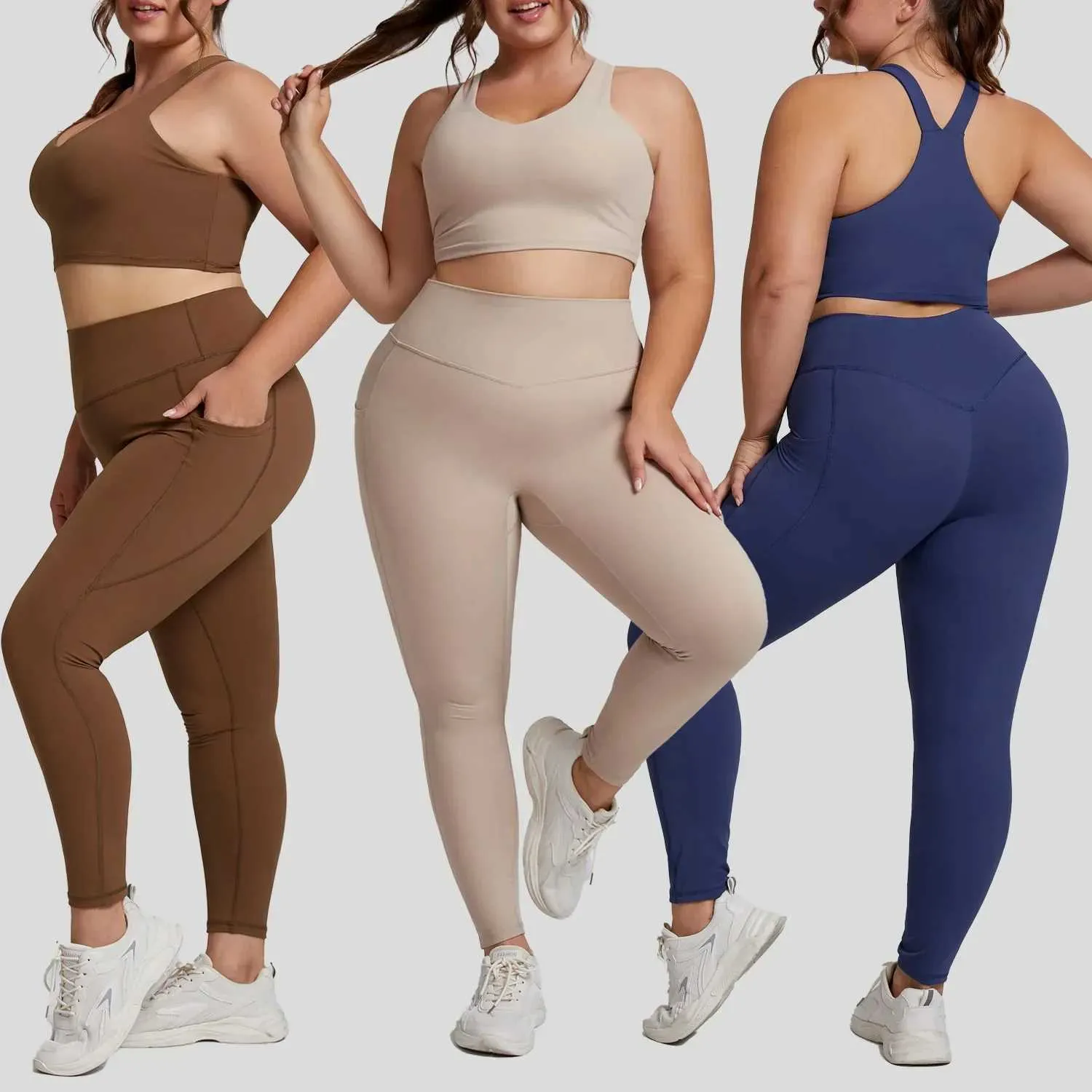 Yoga Set Women Plus Size Workout Oufit Curvy Women Sports Bra Gym ggings Super Stretch Fitn Suit 3XL Women Activewear Sets W250321