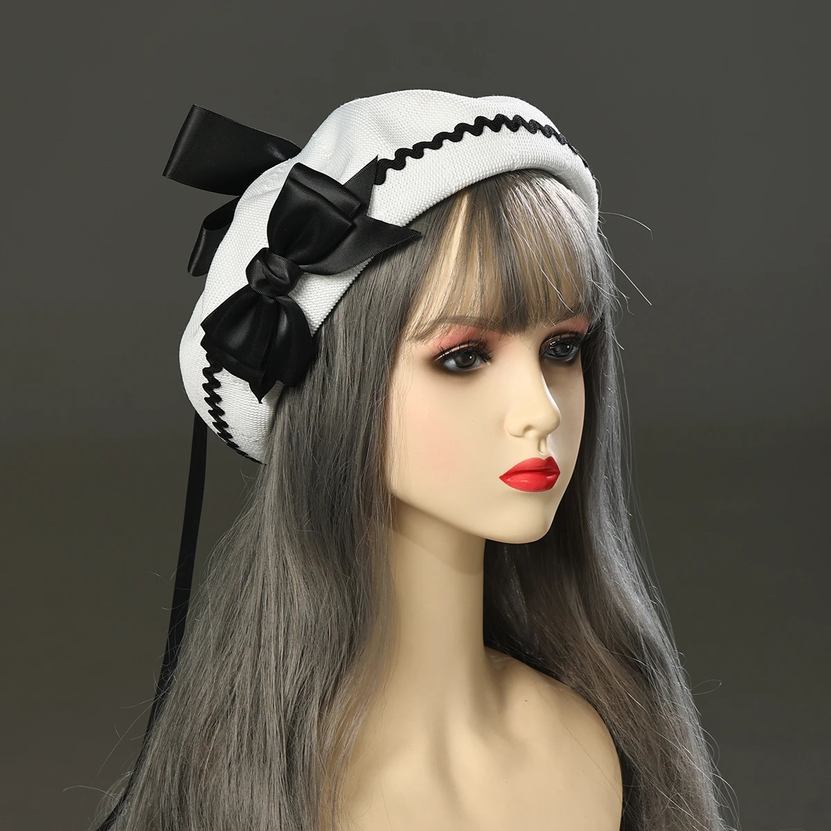 Cute Lolita Beret Cap Women Girl Fashion Korea Casual Breathable Plaid Big Bow Hats 250604