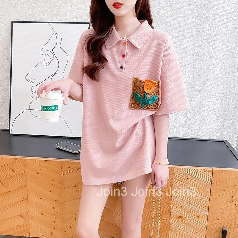 Baggy Woman Tshirt Summer Outfit Polo Neck T Shirt for Women Womens Short Sleeve T-shirt with Collar Casual Tops on Offer Cheap