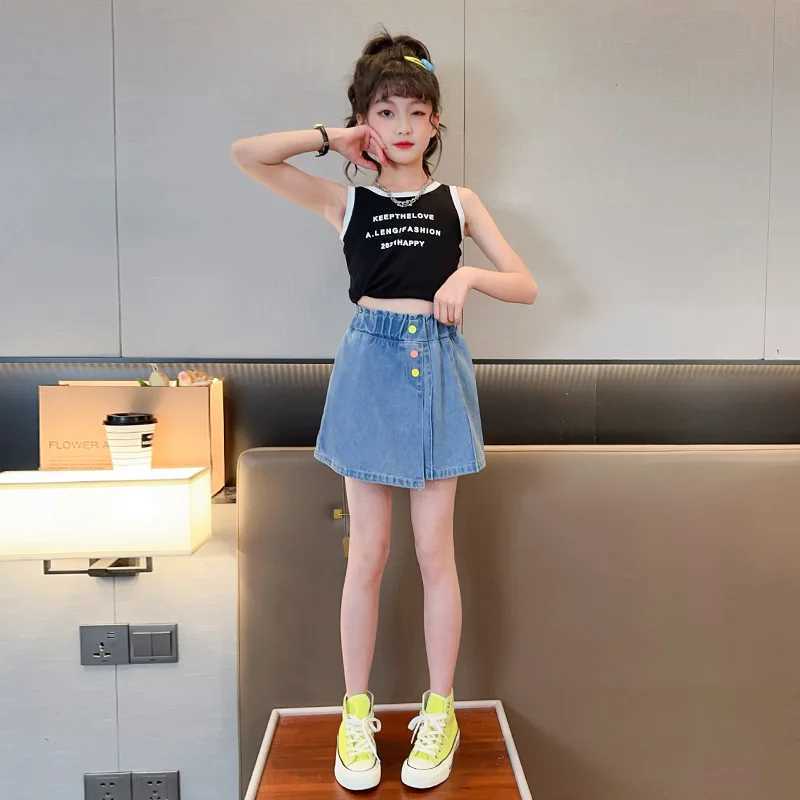 Summer New Girls Shorts Childrens Denim Shorts For Teen Girl Clothes Kids Trousers Casual Beach Shorts Hot Pants For 4-14YearsC250617