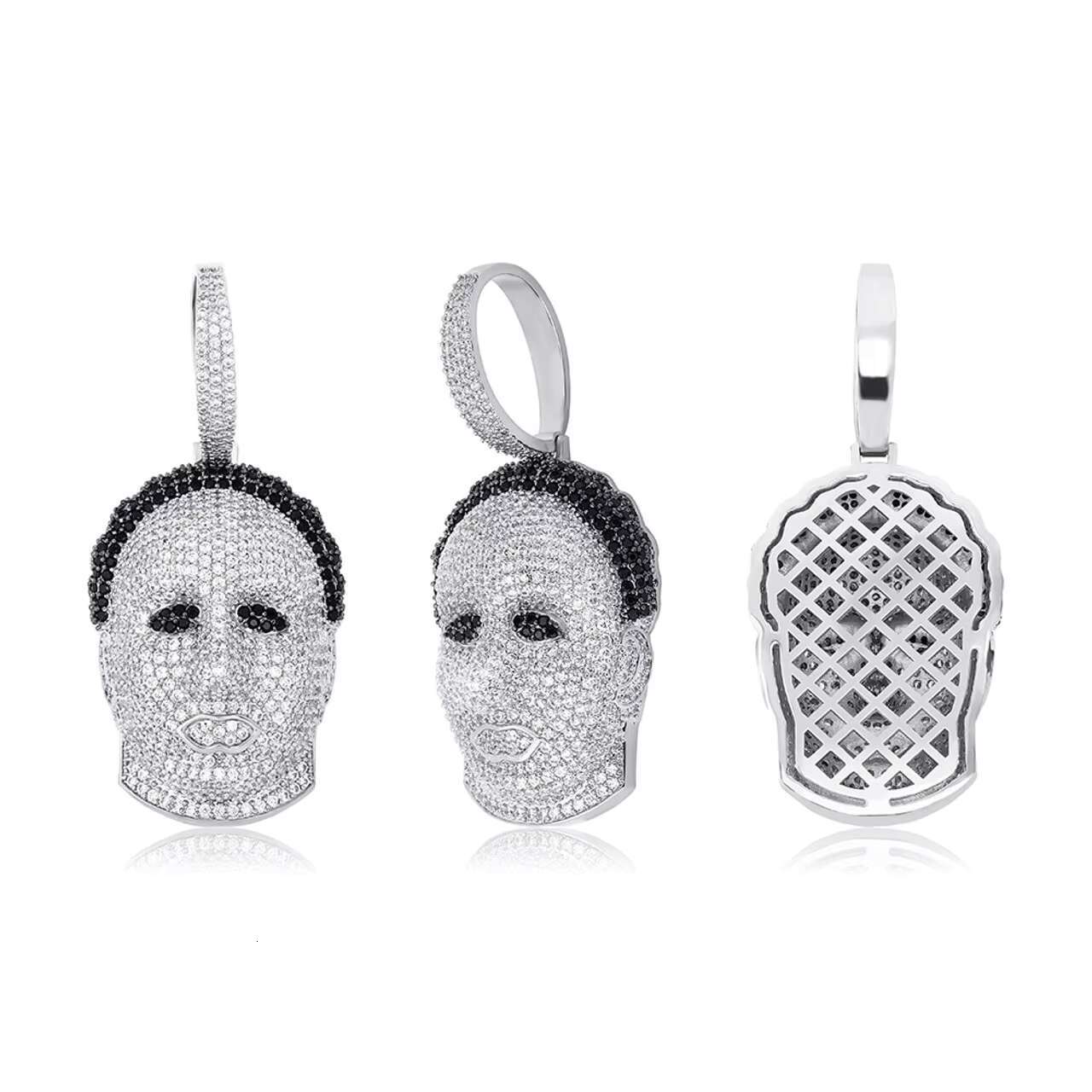 New Arrival Mens Halloween Ghost Head Pendant 14k Gold with Fully Iced Gold Plating Hip Hop Style Moissanite Necklaces