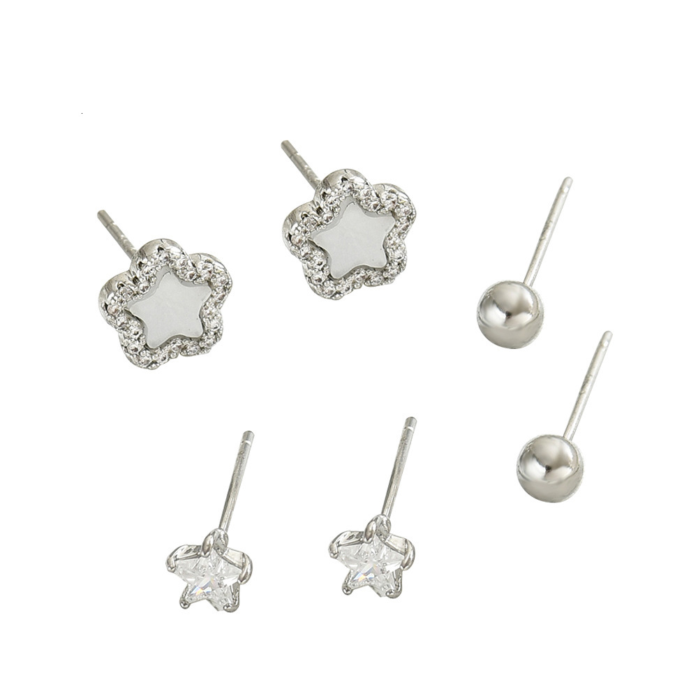 Sweet High-End Earring Set For Women Simple Inlaid Zircon Design Stud Irregular Star Earrings