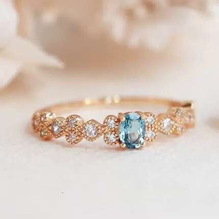 Fresh Touch High Imitation Natural Topaz Palace Hollow Lace Zircon Light Luxury Versatile Ring