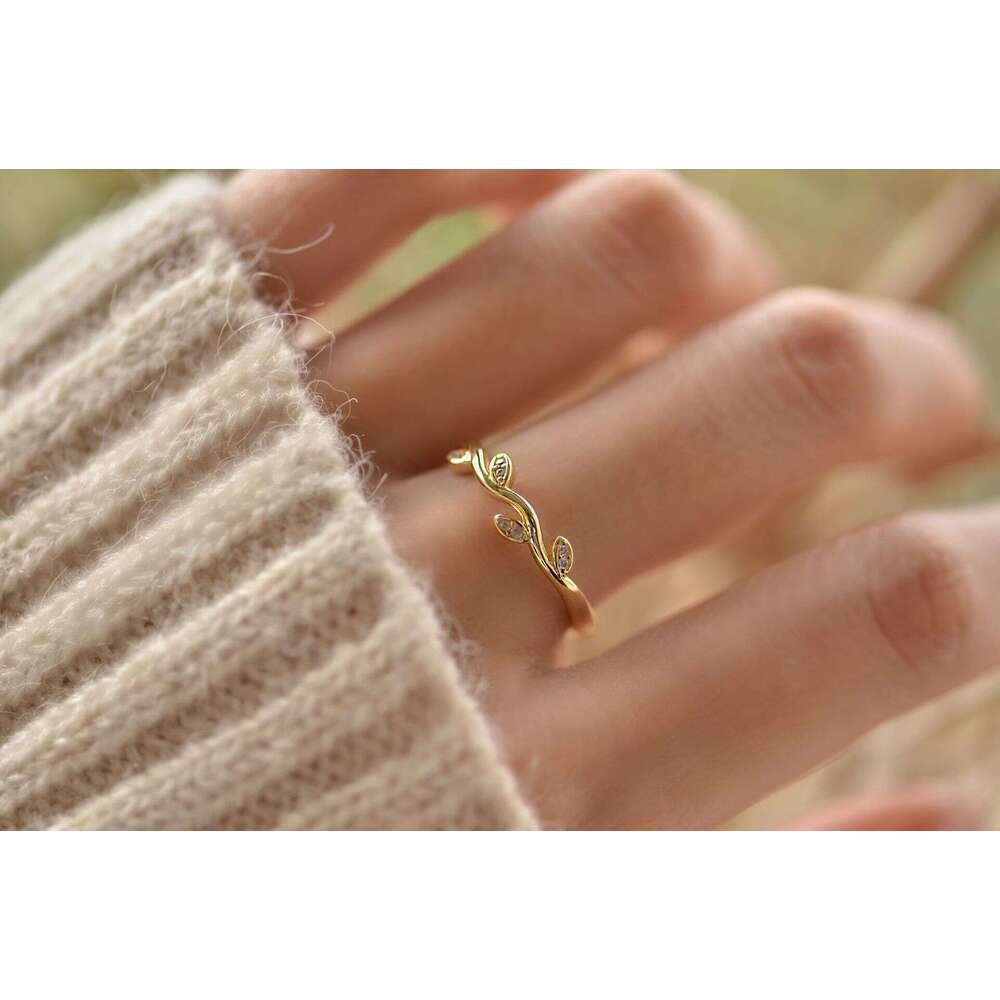 Niche Design Military Internet Celebrity Style Light Luxury Simple Adjustable Olive Leaf Ring for Women