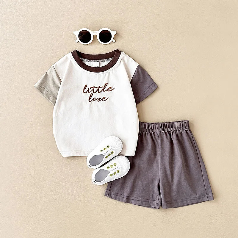 MILANCEL Summer Baby Clothes Set 9M4T Color Block Letter Toddler Girls TshirtShorts Infant Leisure Cotton Outfit 2PCS 250618