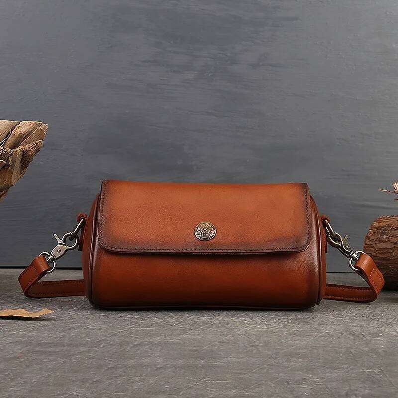 Johnature Vintage Genuine Leather 2025 New Summer Pillow Bag Handmade Versatile Solid Color Women Shoulder & Crossbody Bags