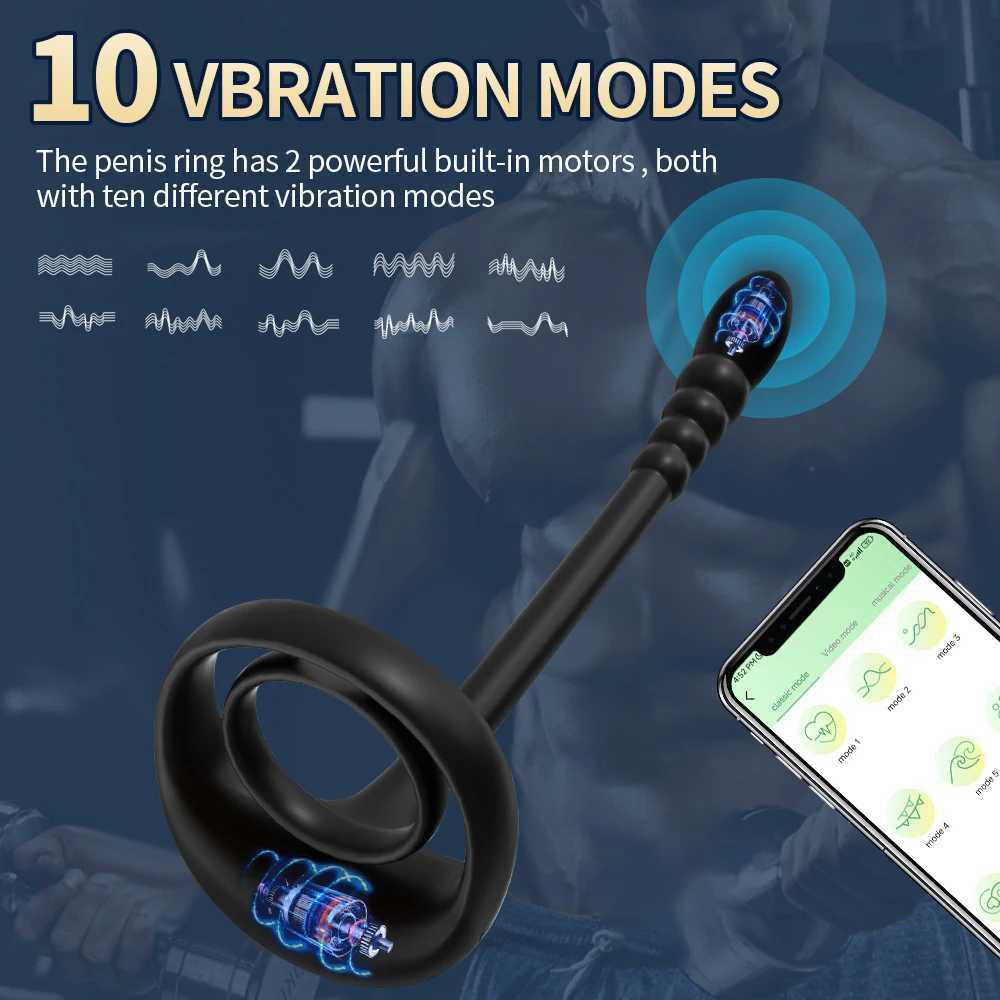 APP Remote Control Cockring Ring Vibrator for Men Testicle Massage Prostate Stimulation Anal Butt Plug Masturbator Adult Sex Toy W250618
