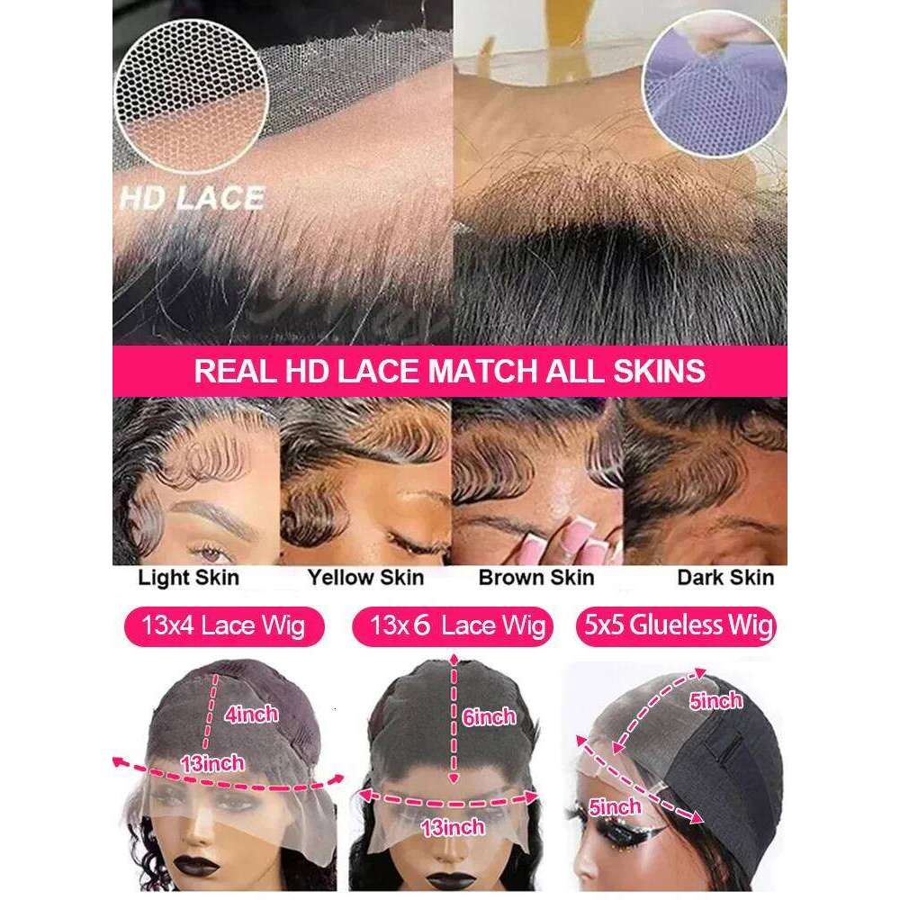 30 40 Inch Body Wave 13x6 HD Transparent Frontal Wigs Preplucked Black 13x4 Lace Front Human Hair Wig Glueless 5x5 Closure