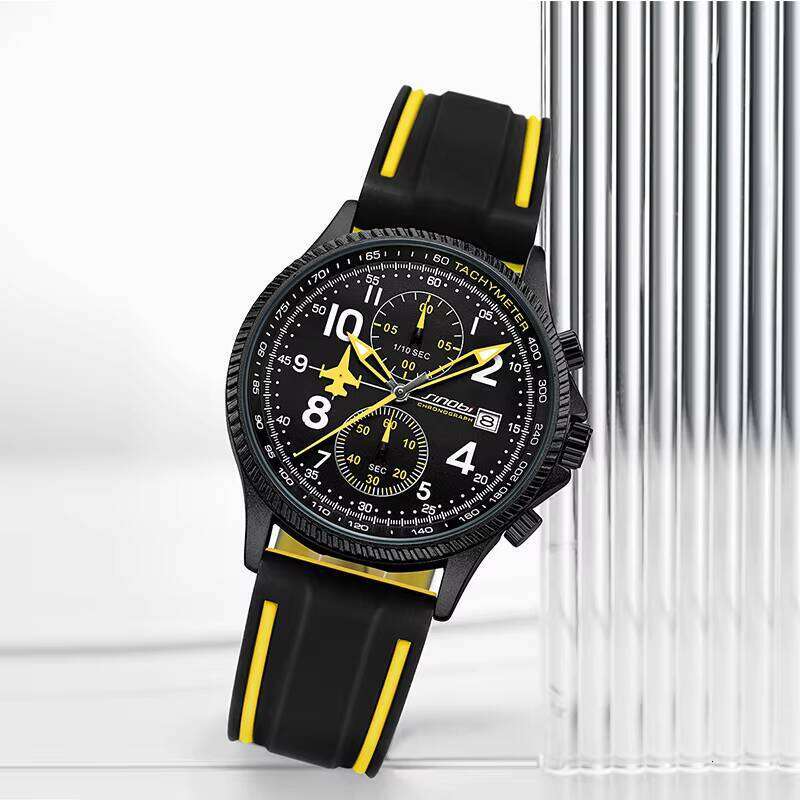 DHGadges Men Chronograph Sports Watch Waterproof Quartz Watch with Silicone Strap, Calendar Display Luminous Hands