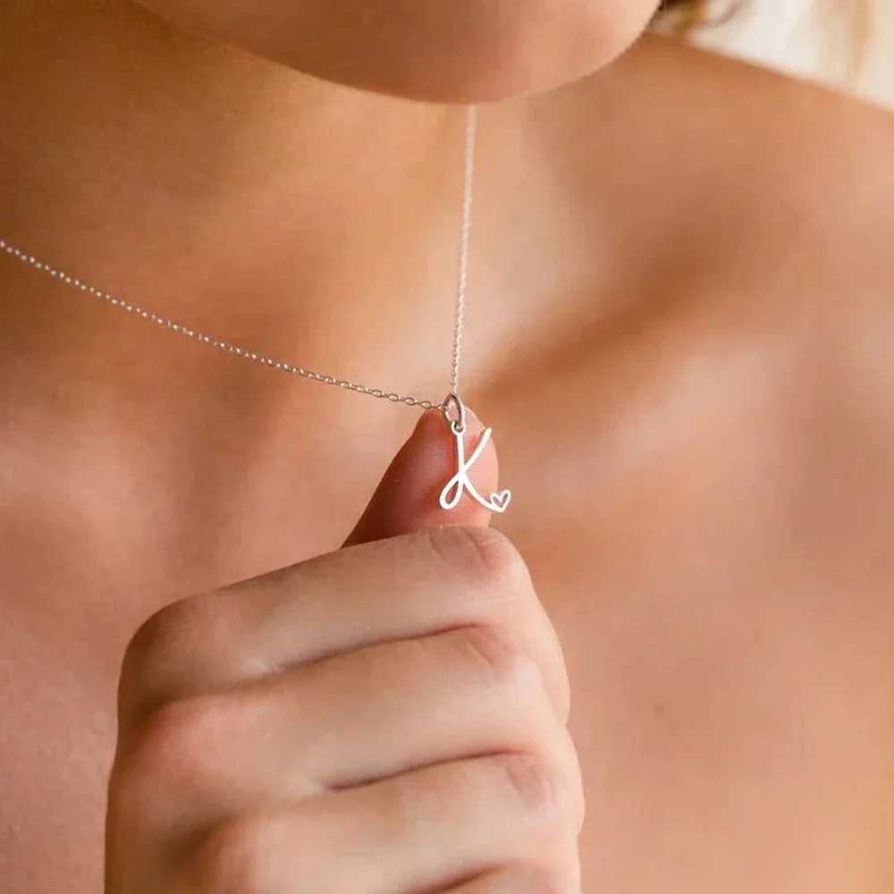 Delicate necklace for women stainless steel DIY 26 initial heart irregular charm pendant name custom chain birthday gift W250618
