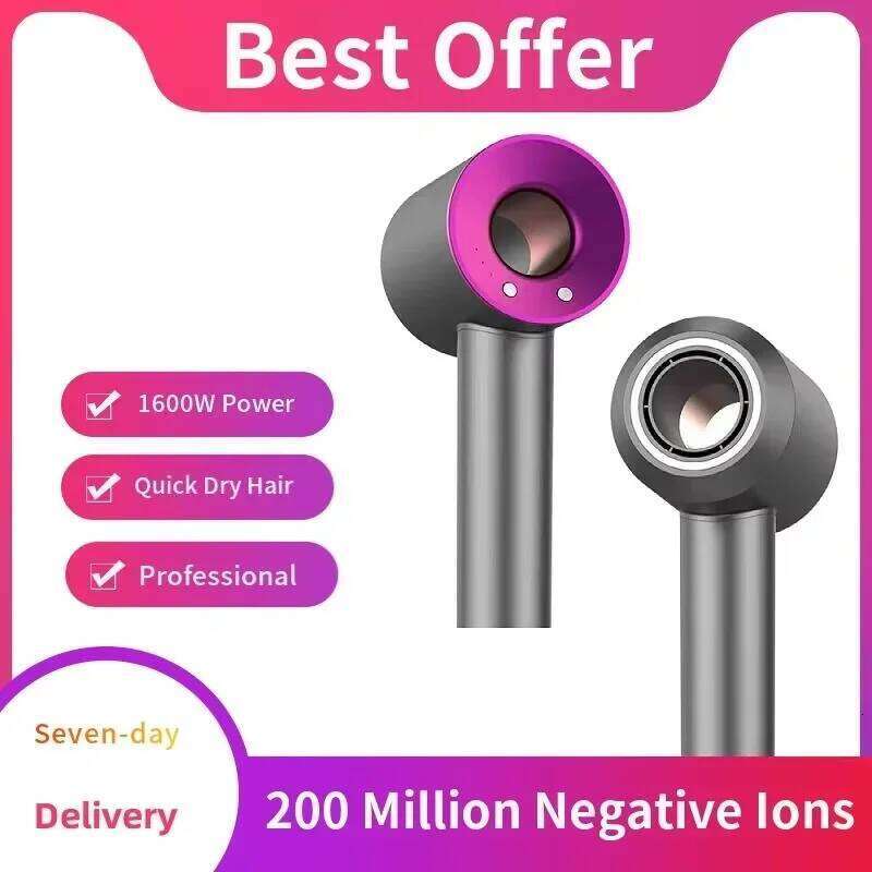2025 Professional Leafless Constant Temperature Care Negative Ion Attachment 5 Powerful Home Travel Portable Hair Dryer
