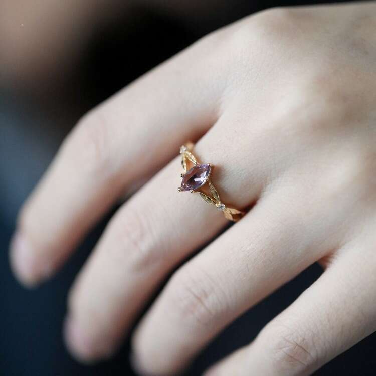 Tears of Artemis" Dreamy Light Amethyst Rose Cut Inlaid Luxury Style Ring Versatile