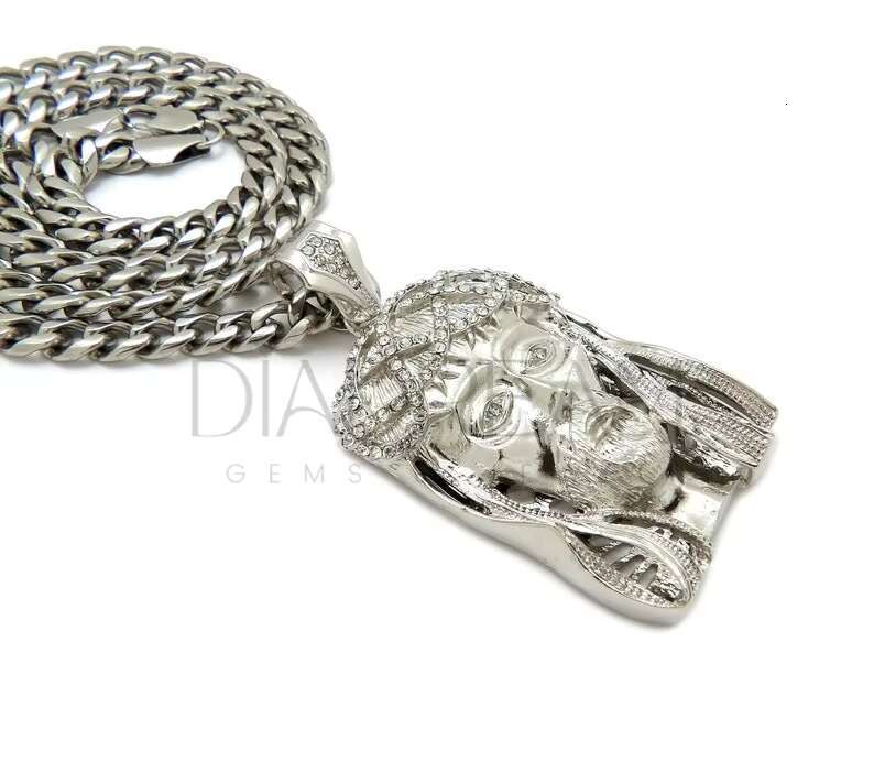 Trendy Moissanite Diamond Face Pendant 925 Sterling Silver Cuban Chain for Wedding Engagement Gift Hip Hop Style Necklace